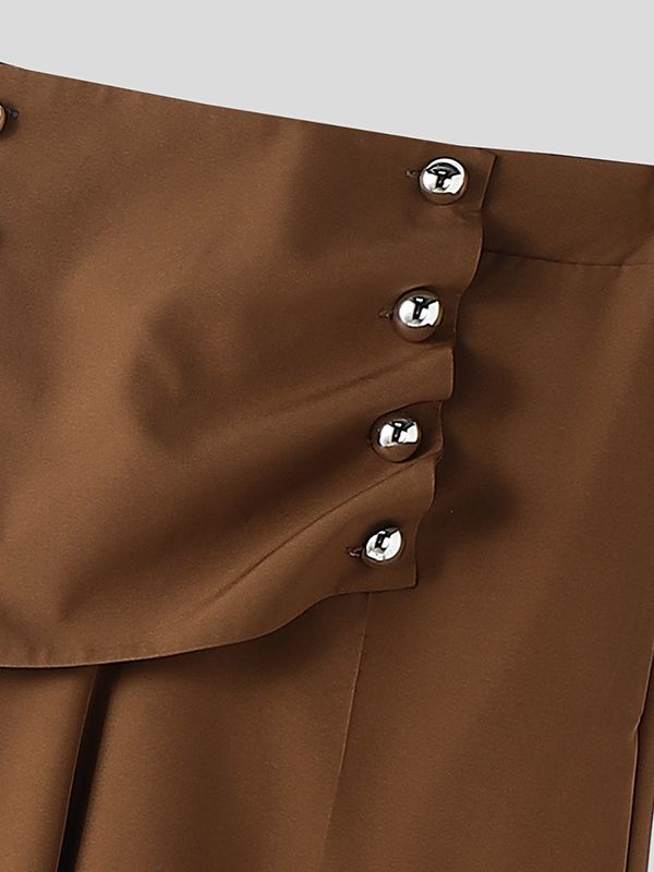 Men's Solid Color Double Breasted Wide Leg Pant SKUL46010