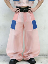 Men's Avant-Garde Sheer Mesh Patchwork Wide Leg Pant SKUL60252
