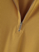 Men's Knitted Texture Half Zip Long Sleeve T Shirt SKUL35084