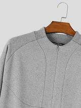 Men's Clean-Fit Minimalist City Walk Half-Zip Stand Collar Two Pieces Outfit SKUL84616