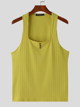 Mens Solid Textured Square Neck Sleeveless Vest SKUK64760