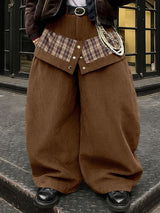 Men's Deconstructed Plaid Patchwork Wide Leg Pant SKUL51756