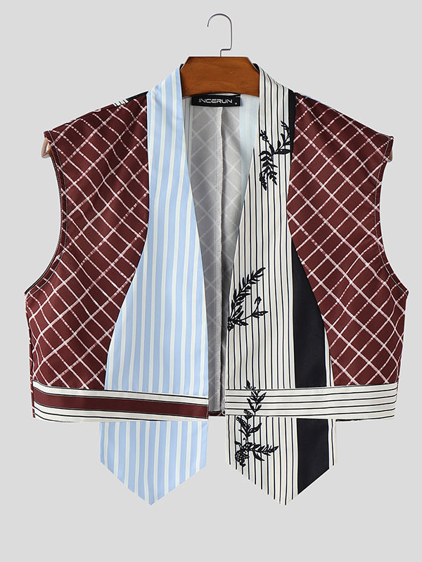Mens Colorblock Cropped Sleeveless Waistcoat SKUL05672