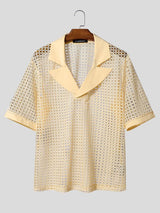 Men's Hollow Out Mesh Half Sleeve Shirt SKUL55439