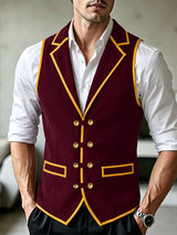 Men's Retro Aristocratic Contrast Trim Lapel Waistcoat SKUL76463
