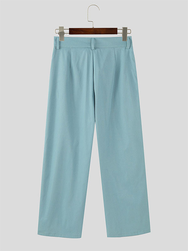 Mens Solid Color Layered Wide-Leg Pant SKUK97748