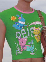 Men's Cartoon Print Cropped Slim Fit Tank SKUL20227