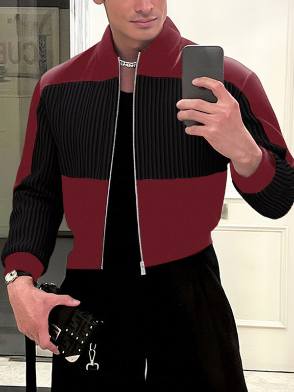 Men's Colorblock Cropped Long Sleeve Jacket SKUL25723