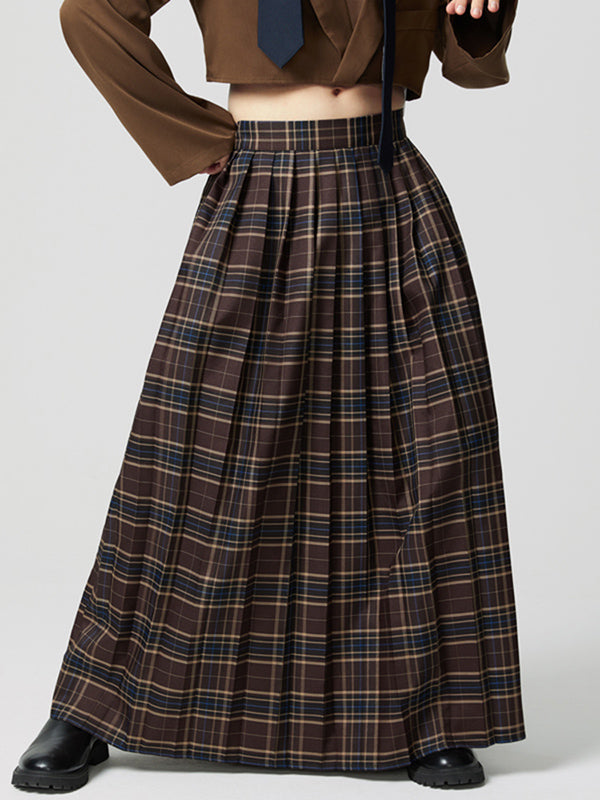 Mens Casual Colorblock Pleated Plaid Skirt SKUK91151