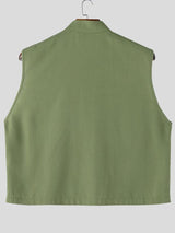Men's New Chinese Style Side Frog Button Stand Collar Cropped Shirt SKUL60982