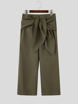 Men's Avant-Garde Runway Waist Tie-Up Ribbon Exaggerated Floor Length Wide Leg Pant SKUL83480