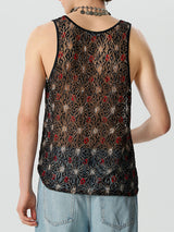 Mens Lace See Through U-Neck Sleeveless Vest SKUK56348