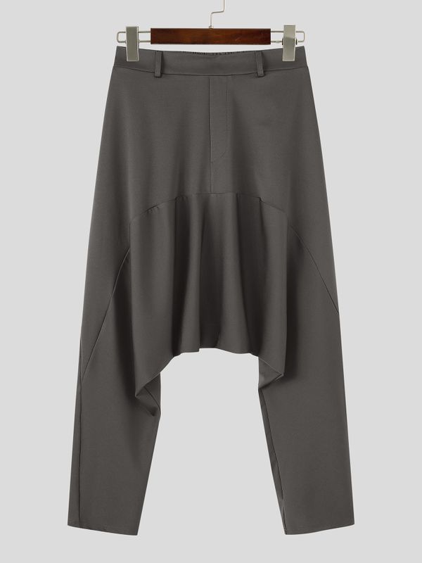 Men's Avant-Garde Darkwear Urban Street Curved Seam Drop-Crotch Tapered Pant SKUL84000