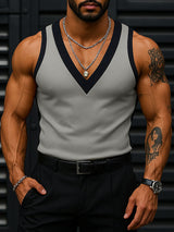 Mens Colorblock V-Neck Casual Tank SKUL15206