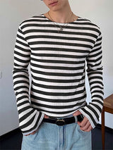 Mens Striped Knit Long Sleeve T-Shirt SKUL22817