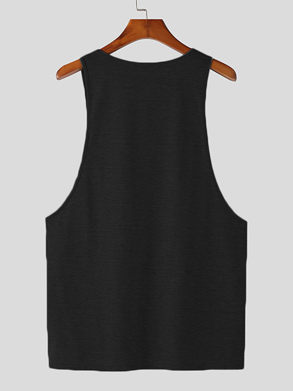 Mens Solid Scoop Neck Sleeveless Vest SKUK10275