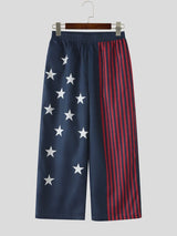 Men's Y2K Streetwear Asymmetrical Stars and Stripes Baggy Track Pant SKUL77442