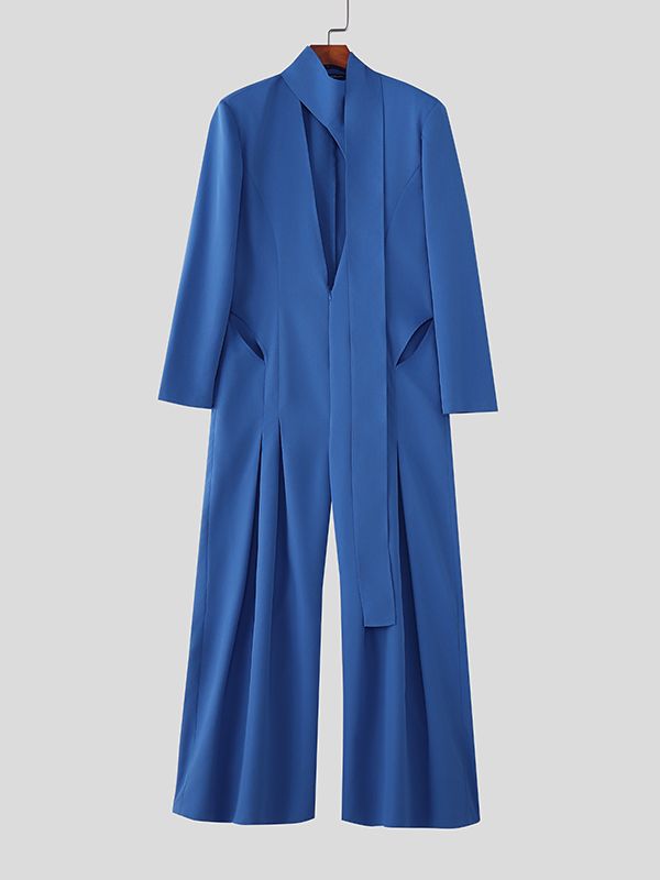 Men's Deconstructed Halter Tie Cutout Jumpsuit SKUL42332