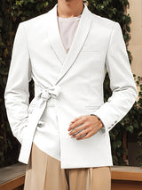 Mens Solid Color Tie-Up Casual Long-Sleeve Blazer SKUK97813