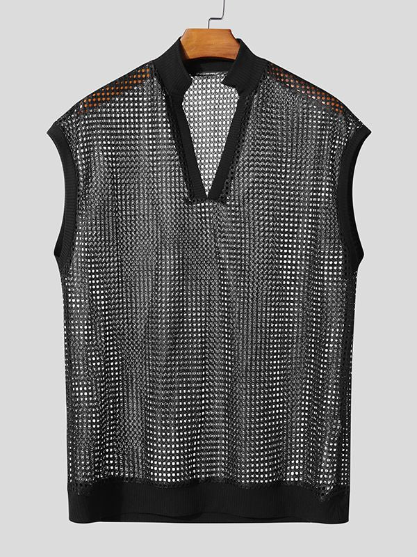 Men's Hollow Out Design Textured Tank SKUL47689