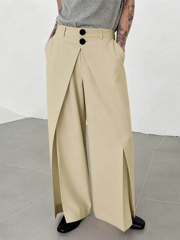 Men's Solid Color Deconstructed Layered Wide Leg Pant SKUL46193