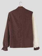 Men's Striped Contrast Color Plush Long Sleeve Blazer SKUL46547