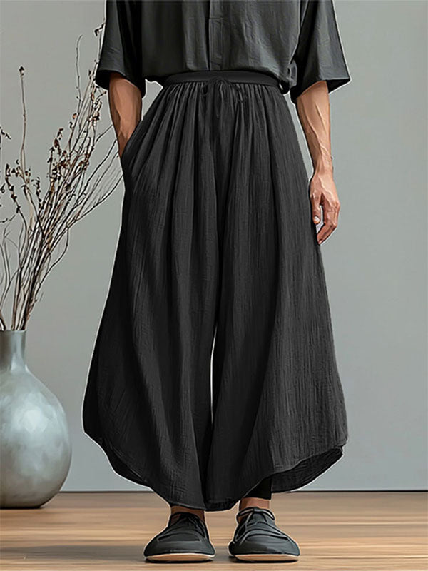 Mens Solid Color Loose Textured Casual Pant SKUL15573