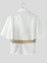 Men's Fake Two Piece Color Block Short Sleeve Shirt SKUL18659