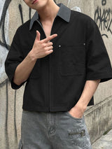 Men's Barn Style Contrast Collar Shirt SKUL53010