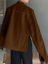 Mens Deconstructed Solid Color Long-Sleeve Jacket SKUK72509