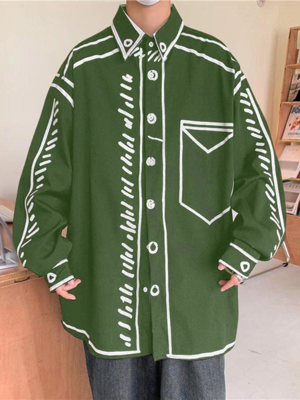 Men's Line Contrast Long Sleeve Shirt SKUL26064