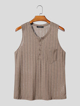 Men's Solid Color Knit Texture Casual Tank SKUL17865