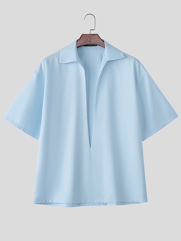 Men's Solid Color Short Sleeve T-Shirt SKUL38866