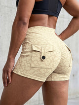 Men's High Street Gym Cargo Leopard Print Butt Lifting Short SKUL75672