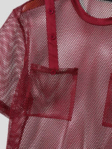 Men's Avant-Garde High Street Sheer Fishnet Mesh Button Detail Cargo Pocket T-shirt SKUL65245