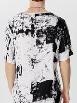 Mens Print Loose V-Neck T-Shirts SKU909068