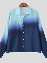 Men's Gradient Color Casual Long Sleeve Shirt SKUL32784