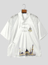 Men's New Chinese Style Lace Patchwork Mosque Graphic Frog Button Cardigan SKUL61201