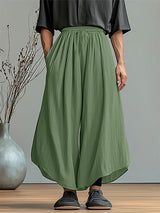 Mens Solid Color Loose Textured Casual Pant SKUL15573