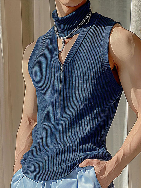 Mens Solid Knit Textured Sleeveless Vest  SKUK63276