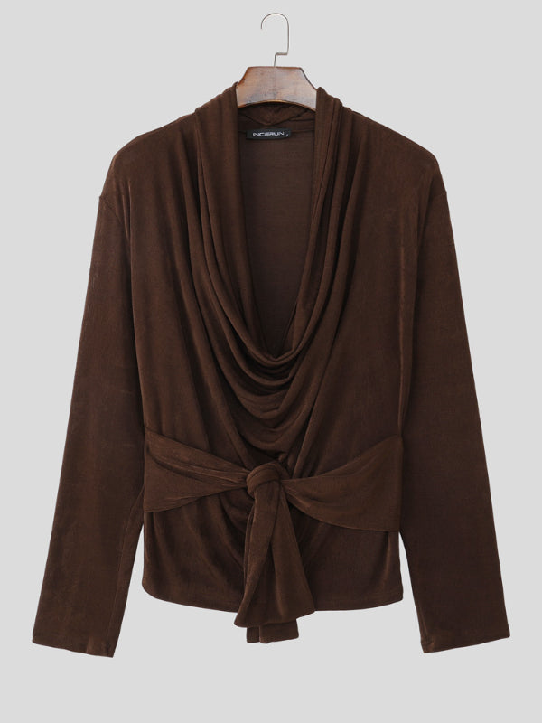 Men's Solid Textured Long Sleeve T-Shirt SKUL29616