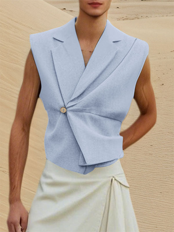 Mens Solid Color Casual Sleeveless Waistcoat SKUL10716