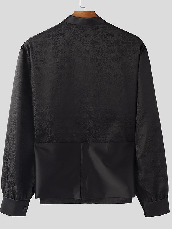 Men's Elegant Jacquard Design Long Sleeve Shirt SKUL43553