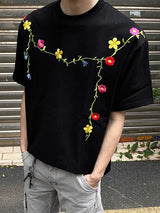Mens Floral Embroidered Short Sleeve T-Shirt SKUL16765