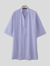 Men's Casual Frog Button Half Sleeve Shirt SKUL52004