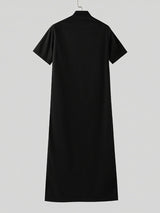 Mens Solid Color Long Hem Split Short-Sleeve Blazer SKUL22523