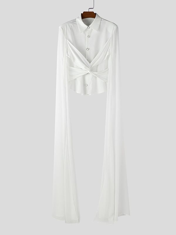 Men's Deconstructed Party Style Floor Length Hem Shirt SKUL51944