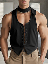 Mens Drawstring Crisscross Design Casual Tank SKUK94626