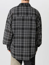 Mens Plaid Lapel Casual Long Sleeve Shirt SKUK32392