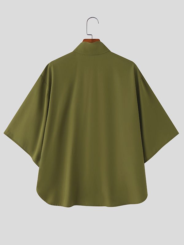 Men's Solid Color Mock Neck Half Sleeve Shirt SKUL41066